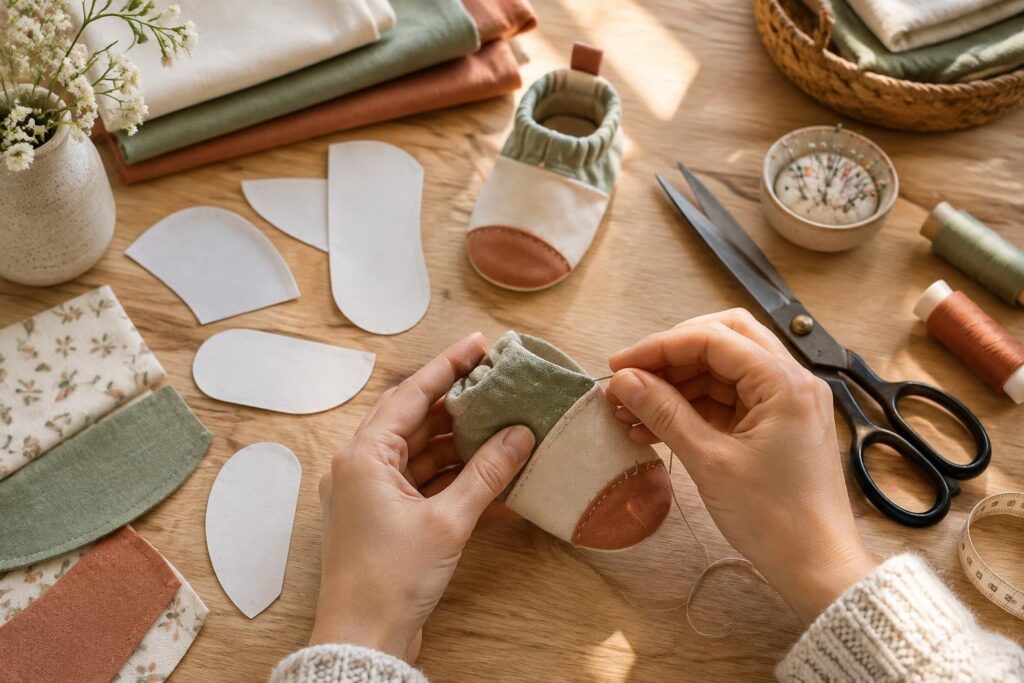 réalisez de jolis chaussons pour bébé grâce à des patrons gratuits et des astuces simples pour débuter la couture en toute confiance.
